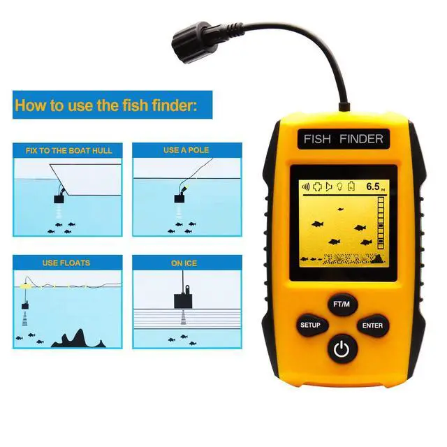 Alt view image 2 of 6 - Handheld Fish Finder Portable Fishing Kayak Fishfinder Fish Depth Finder Fishing Gear with Sonar Transducer and LCD Display
