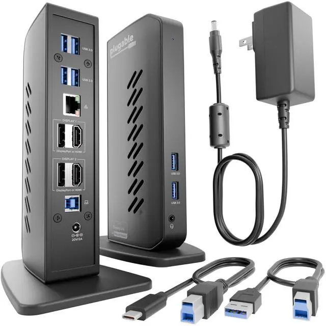 Main image of Dual DisplayPort & HDMI Docking Station - USB 3.0 & USB-C Laptop Dock for Dual Monitors, DisplayLink, Mac (Driver Required), ChromeOS & Windows, Gigabit Ethernet and Audio (UD-6950Z)
