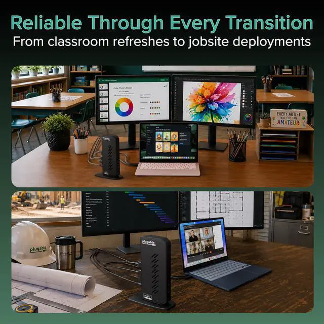 Alt view image 3 of 7 - Dual DisplayPort & HDMI Docking Station - USB 3.0 & USB-C Laptop Dock for Dual Monitors, DisplayLink, Mac (Driver Required), ChromeOS & Windows, Gigabit Ethernet and Audio (UD-6950Z)