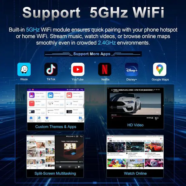 Alt view image 6 of 7 - 11.5 Inch 8 Core 4GB+64GB Car Radio Stereo for Chevy Silverado 2007-2013 GMC Sierra Yukon, 2K Touchscreen Android 13 Head Unit with Wireless CarPlay & Android Auto, AHD Backup Camera, AM/FM Radio