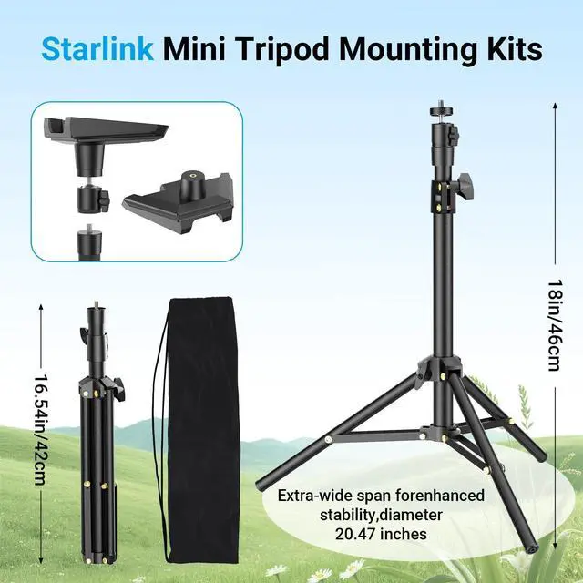 Alt view image 5 of 7 - Starlink Mini Tripod Mount with Adapter - Height Adjustable & 360° Tilt, Compatible with Starlink Mini Terminal, Portable Sturdy Stand for RV Camping & Outdoor Use
