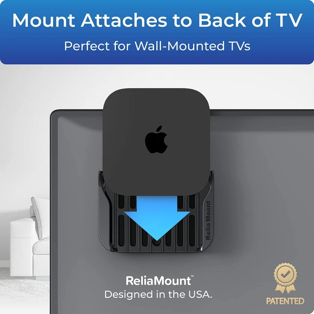 Alt view image 2 of 6 - Premium Mount for Apple TV - Compatible with Every Apple TV Designed in USA Reliable and Easy Apple TV Installation Special Features: Includes Heat Management and Strong TV Adhesive