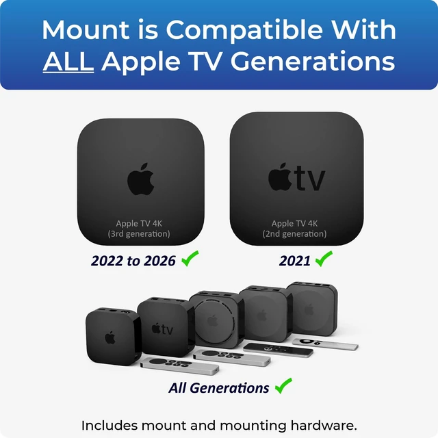 Alt view image 5 of 6 - Premium Mount for Apple TV - Compatible with Every Apple TV Designed in USA Reliable and Easy Apple TV Installation Special Features: Includes Heat Management and Strong TV Adhesive