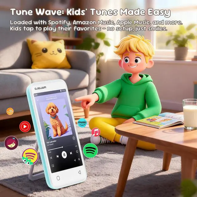 Alt view image 2 of 7 - MP3 Player for Kids, Parental Controls,16GB, Supports Spotify and Audible, Bluetooth and WiFi(Mint Green)