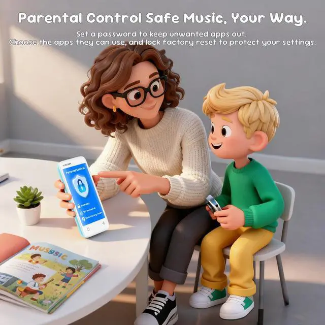 Alt view image 5 of 7 - MP3 Player for Kids, Parental Controls,16GB, Supports Spotify and Audible, Bluetooth and WiFi(Mint Green)