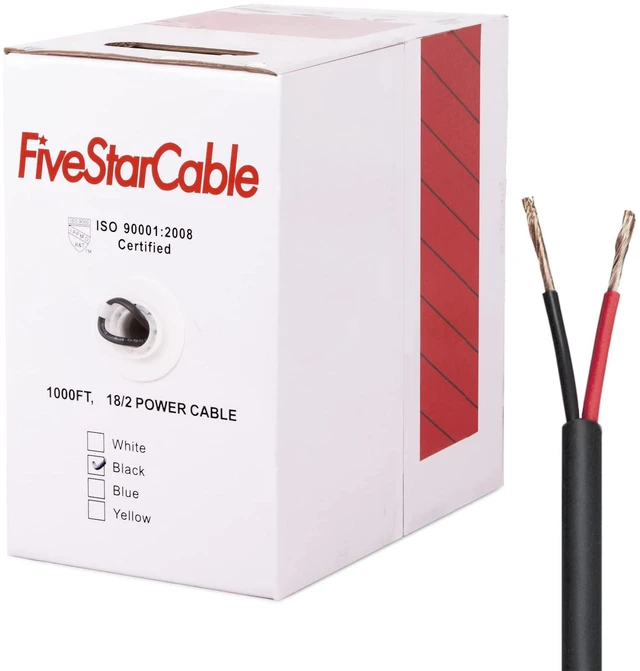 Main image of 18/2 Gauge Low Voltage Cable Wire - 1000 ft, 18 AWG, 2 Conductors, PVC Jacket - for Security Systems, Alarm, Audio, Control, Intercom, and Speaker Applications