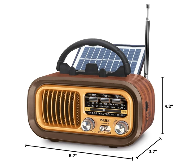 Alt view image 7 of 7 - J-150 Portable Radio AM FM SW Bluetooth Speaker,TF Card/USB Playback Retro Radios Vintage Transistor with Best Sound, Solar/D Battery Operated/USB Charging, TWS