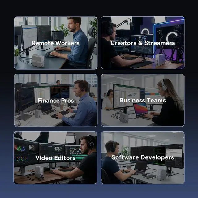 Alt view image 7 of 7 - DisplayLink Docking Station 3 Monitors with 120W Power Adapter | Triple/Quad 4K@60Hz Displays,for MacBook Pro/Air, Thunderbolt 4/3, USB-C Windows,3X HDMI, 3X DP, 2xUSB-C, 4xUSB 3.2 10Gbps