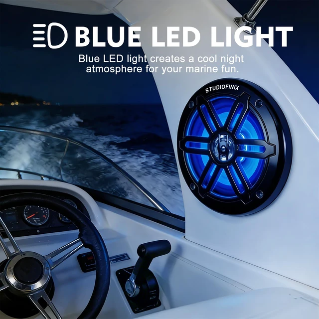 Alt view image 4 of 7 - 5.25 Inch 500W Marine Speakers with LED Lights -2 Way Weather Resistant Boat Speakers Perfect for Boats, ATVs, UTVs Pair,Black