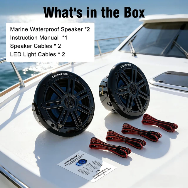 Alt view image 7 of 7 - 5.25 Inch 500W Marine Speakers with LED Lights -2 Way Weather Resistant Boat Speakers Perfect for Boats, ATVs, UTVs Pair,Black