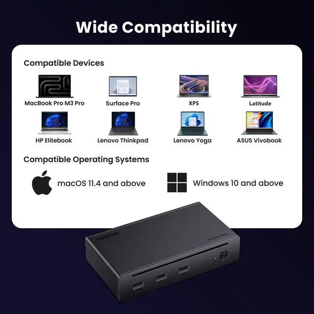 Alt view image 7 of 7 - 8-in-1 Thunderbolt 4 Docking Station, Dual 4K@60Hz, 3xTBT4, 40Gbps | Dual 4K/ Single 8K Display, 85W Charging, Gigabit Ethernet, 3xUSB A 10Gbps, Dock for Mac M1/M2/M3/M4 Pro/Max, Revodok Max 208