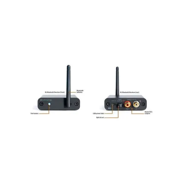 Alt view image 3 of 7 - B1 Bluetooth Receiver for Home Stereo System Bluetooth 5.3 | Adaptive, 32-Bit DAC, Wireless Audio Receiver for Amplifiers, Receivers & Powered Speakers