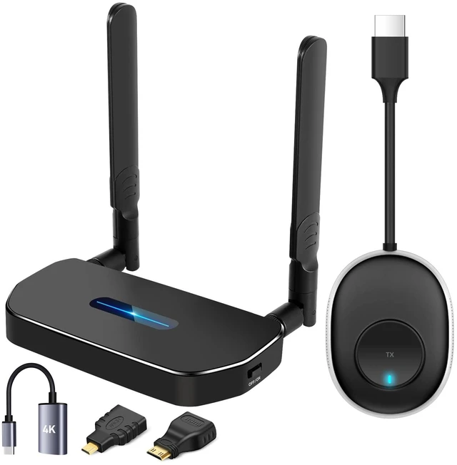 Main image of Wireless HDMI Transmitter and Receiver 4K Kit, Full HD 4K Wireless Presentation Equipment HDMI Adapter, Plug and Play Streaming Media. Laptop, Dongle, PC, Smart Phone to HDTV/Projector 165FT/50M