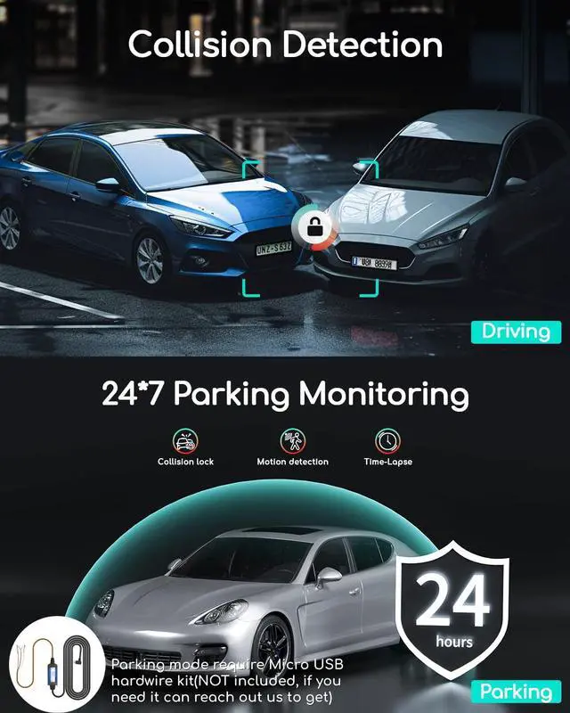 Alt view image 7 of 7 - Dual Dash Cam 2.5K+1080P, Dash Cam Front and Inside, Built-in GPS and WI-FI, Dash Camera for Cars, Perfect for Uber and Taxi Drivers, Night Vision, Accident Record, 24Hr Parking Mode