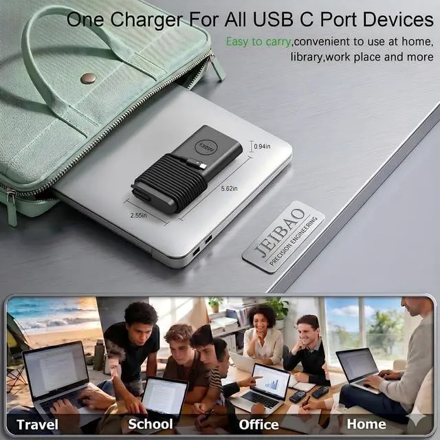 Alt view image 6 of 7 - 130W USB C Laptop Charger Compatible with Dell XPS 15 17 9575 9500 9510 9520 9530 9700 9710 9720 9730 Precision 5530 5550 5560 5570 5750 5760 5770 Latitude 5401 5411 5501 5511 5520 Power Supply Cord