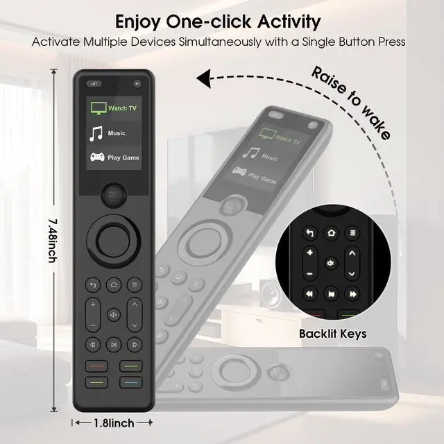 Alt view image 3 of 7 - X1S Smart Remote Control with Hub,All-in-One Customizable Activities, Improved Scroll,Customizable Keys, One-Touch Macros Button, Compatible IR/Bluetooth/WiFi Device