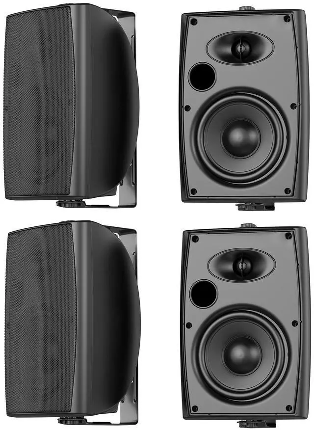 Main image of 6.5 Inch Max 800W Outdoor Bluetooth Speakers Waterproof Wired with Multifunctional Amplifier Wall Mount Outdoor Speaker System for Patio Garden Poolside Home(4 Speakers,Black)
