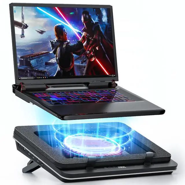 Main image of GT600 Laptop Cooling Pad Equipped with Gigantic Turbo-Fan5.5inch Diameter,Sealed Foam for Rapid Cooling Gaming Laptop,14.1-19.3 inch Laptop Cooler with 3-Port USB Hub,Dust Filter,Touch Start