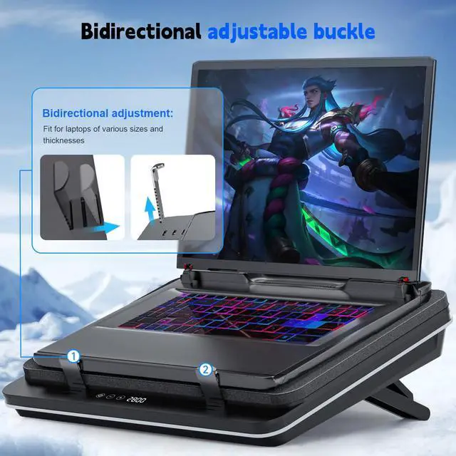 Alt view image 4 of 7 - GT600 Laptop Cooling Pad Equipped with Gigantic Turbo-Fan5.5inch Diameter,Sealed Foam for Rapid Cooling Gaming Laptop,14.1-19.3 inch Laptop Cooler with 3-Port USB Hub,Dust Filter,Touch Start