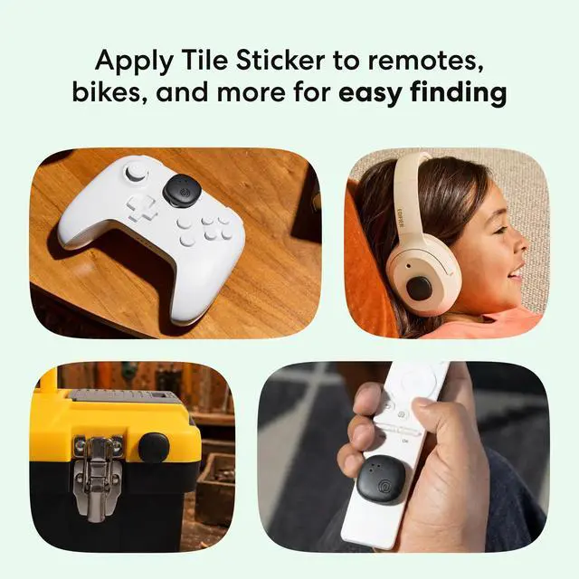 Alt view image 2 of 5 - Tile Sticker - Small Bluetooth Tracker, Remote Finder and Item Locator for Bikes, Glasses and More. Both iOS and Android Compatible. Phone Finder. 1-Pack (Black)