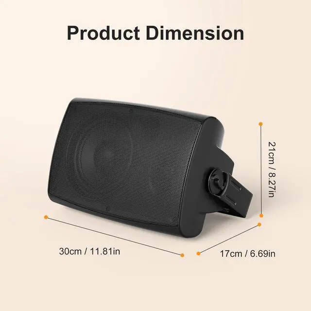 Alt view image 6 of 7 - 6.5 Inch Max 800W Outdoor Bluetooth Speakers Waterproof Wired with Multifunctional Amplifier Wall Mount Outdoor Speaker System for Patio Garden Poolside Home(4 Speakers,Black)