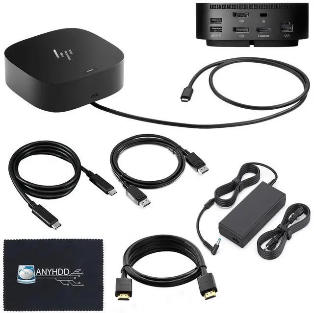 Main image of HP Docking Station for Laptop Dual Monitor and Charging Bundle - HP USB-C G5 Dock 5TW10AA / 5TW10UT / 5TW10AA#ABB with 120W Adapter, HDMI, DisplayPort, USB-C Cables & Microfiber Cleaning Cloth