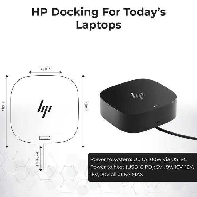 Alt view image 6 of 7 - HP Docking Station for Laptop Dual Monitor and Charging Bundle - HP USB-C G5 Dock 5TW10AA / 5TW10UT / 5TW10AA#ABB with 120W Adapter, HDMI, DisplayPort, USB-C Cables & Microfiber Cleaning Cloth