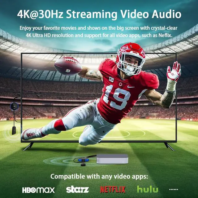 Alt view image 3 of 7 - Wireless HDMI Transmitter and Receiver 4K, Casting Media Video/Audio/File HDMI Wireless Extender 5G Kit for Laptop, Camera, Cable Box, Netfix, PS5, Phone to Monitor, Projector, HDTV 165FT