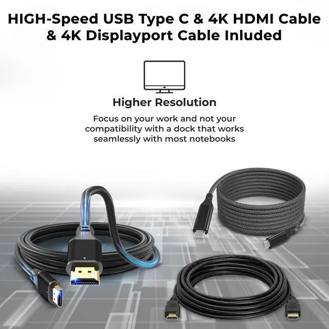 Alt view image 6 of 7 - 40AY0090US Lenovo Thinkpad Docking Station Dual Monitor - Supports 4K Display, Thinkpad Dock with 90W Adapter, HDMI, DisplayPort, USB C Cables & Cloth - Lenovo Docking Station