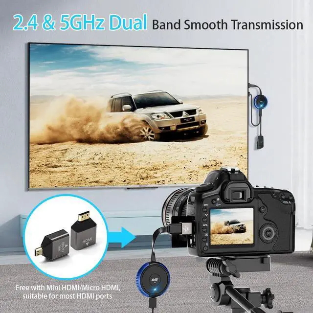 Alt view image 6 of 7 - Wireless HDMI Transmitter and Receiver 4K, Casting Media Video/Audio/File HDMI Wireless Extender 5G Kit for Laptop, Camera, Cable Box, Netfix, PS5, Phone to Monitor, Projector, HDTV 165FT