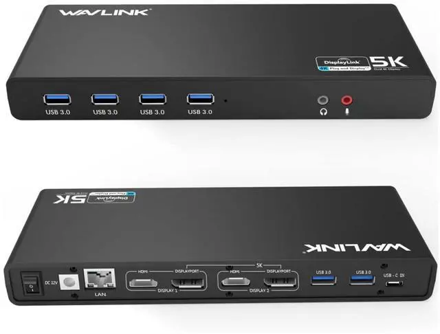 Main image of Displaylink Docking Station Dual 4K@60Hz Monitor for Mac, Windows | Universal For USB 3.0/USB-C Laptop, 2 HDMI/DP, Gigabit Ethernet, USB 3.0, Ideal for Home, Office & Multi-Screen Productivity