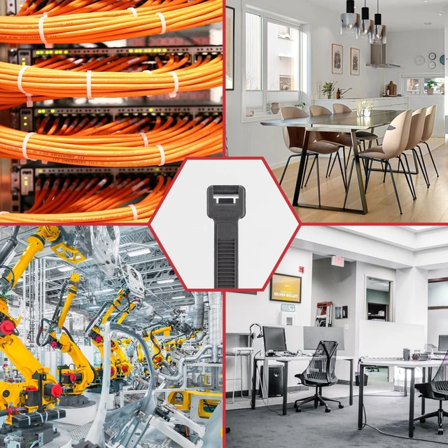 Alt view image 7 of 7 - 500 Pcs Black Zip Ties Assorted Sizes 8"+12"+14"+18" 220 LBS Zip Ties Heavy Duty, Strong Cable Ties, Wire Ties, Big Zip Ties for Indoor Outdoor Cable Management