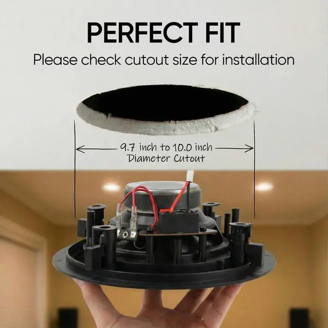Alt view image 2 of 6 - 8-Inch 2-Way in-Ceiling/in-Wall Speakers, 4-Pack, Paintable, White | 9.75-Inch Cutout, Whole House Audio, Home Theater, Indoor or Covered Outdoor, 8" Woofer, 0.5" Tweeter, Low Profile Grille