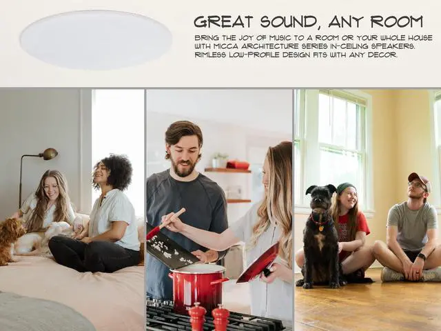 Alt view image 4 of 6 - 8-Inch 2-Way in-Ceiling/in-Wall Speakers, 4-Pack, Paintable, White | 9.75-Inch Cutout, Whole House Audio, Home Theater, Indoor or Covered Outdoor, 8" Woofer, 0.5" Tweeter, Low Profile Grille