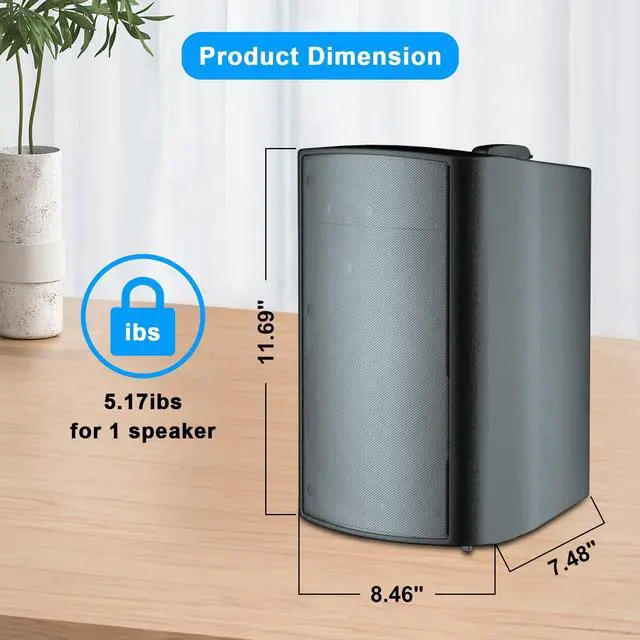 Alt view image 5 of 7 - 800W 6.5 Inch Outdoor Bluetooth Speakers Waterproof Wired with Multifunctional Amplifier Wall Mount Weatherproof Loudspeaker System for Patio Garden Poolside Home(4 Speakers,Black)