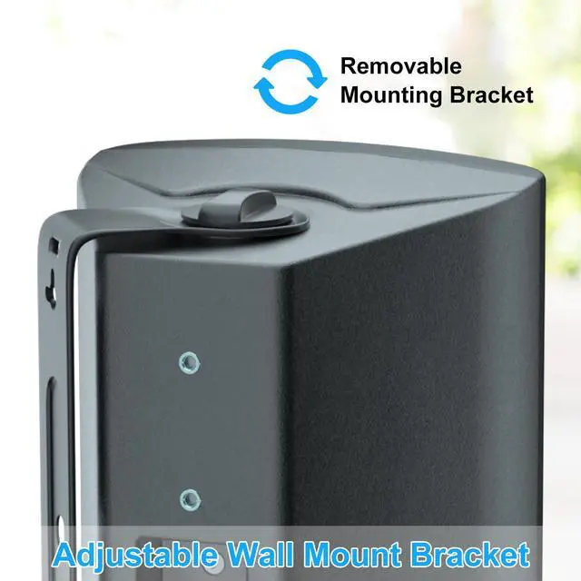 Alt view image 4 of 7 - 800W 6.5 Inch Outdoor Bluetooth Speakers Waterproof Wired with Multifunctional Amplifier Wall Mount Weatherproof Loudspeaker System for Patio Garden Poolside Home(4 Speakers,Black)
