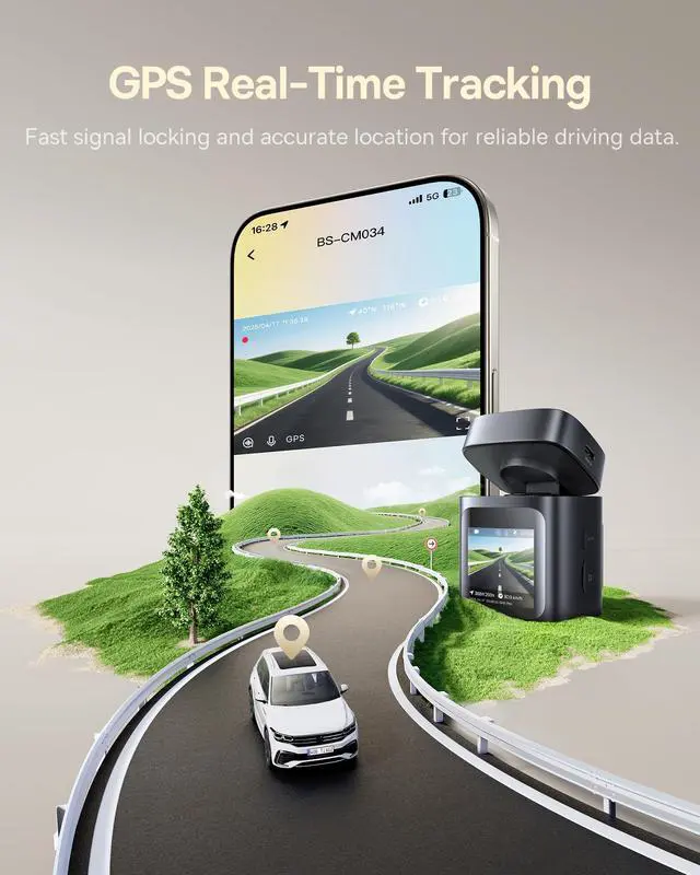 Alt view image 6 of 7 - VD1 Pro Solar Dash Cam Front and Rear, 4K+1080P Dash Camera for Cars, Battery Powered Parking Mode, Starvis Night Vision, 32 GB Card Included, 5GHz WiFi, GPS, Wide Angle,Voice Control