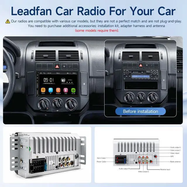 Alt view image 2 of 7 - Double Din Car Stereo Radio Support Apple Carplay&Android Auto, 7inch HD Touchscreen Double Din Radio with Bluetooth, Car Audio Receivers, Camera, MirrorLink, FM Radio, 2 USB/TF/AUX/Subwoofer