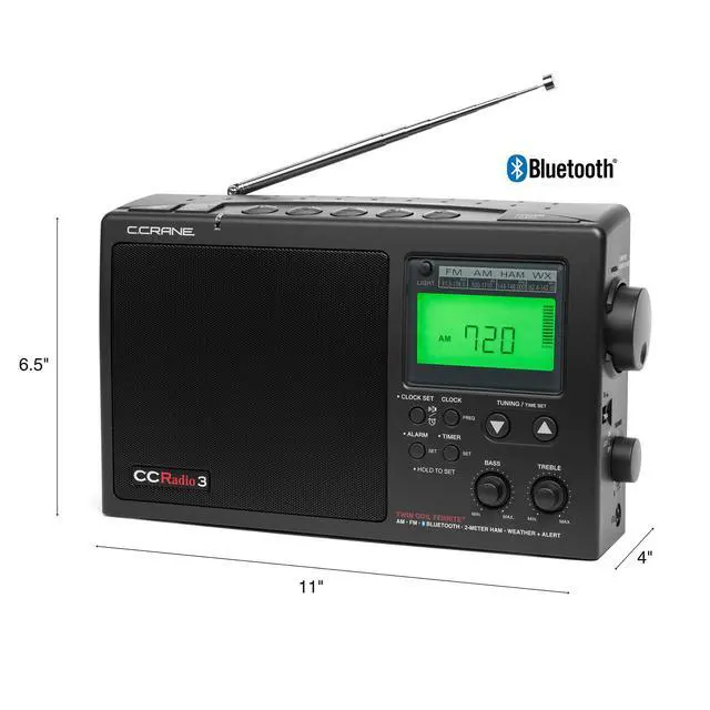Alt view image 3 of 7 - C. Crane CCRadio 3 Long Range Reception AM, FM, NOAA Weather Plus Alert and 2-Meter Ham Band Portable Digital Radio with Bluetooth