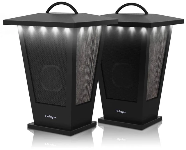 Main image of Bluetooth Speakers Waterproof, 2 Packs True Wireless Stereo Sound 20W Dual Pairing Lantern Indoor Outdoor Speakers with 20 Piece LED Lights, Rich Bass, Pinao Black