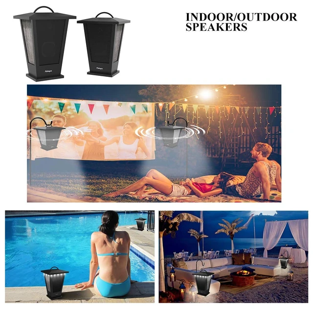 Alt view image 5 of 7 - Bluetooth Speakers Waterproof, 2 Packs True Wireless Stereo Sound 20W Dual Pairing Lantern Indoor Outdoor Speakers with 20 Piece LED Lights, Rich Bass, Pinao Black