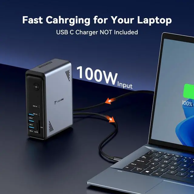 Alt view image 6 of 7 - 18 in 1 Laptop Docking Station 3 Monitors,Triple 4K HDMI,9 USB C/A | Docking Station with 3HDMI,Ethernet,PD 3.0,Fits Triple Monitor Office Work,for Windows/Dell/Lenovo Laptops (No Power Adapter)