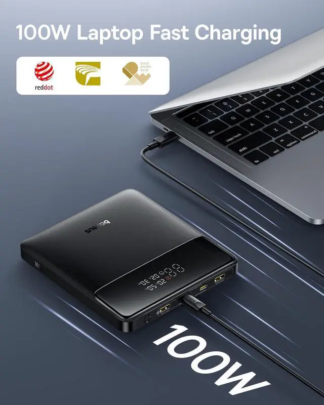 Alt view image 3 of 7 - Laptop Portable Charger 100W 20000mAh, Blade Travel Power Bank Fast Charging 2 USB-C & 2 USB-A Port, Steam Deck Battery Pack for MacBook iPad iPhone 17/16/15/14/13 Samsung S24 etc