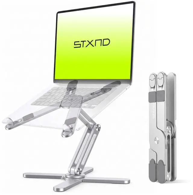 Main image of Model-X 2.0 Laptop Stand, Laptop Stand for Desk Adjustable Height | 360 Rotating Laptop Riser Aluminum Portable Foldable Computer Stand for MacBook Pro Air 1017 in (Polar White)