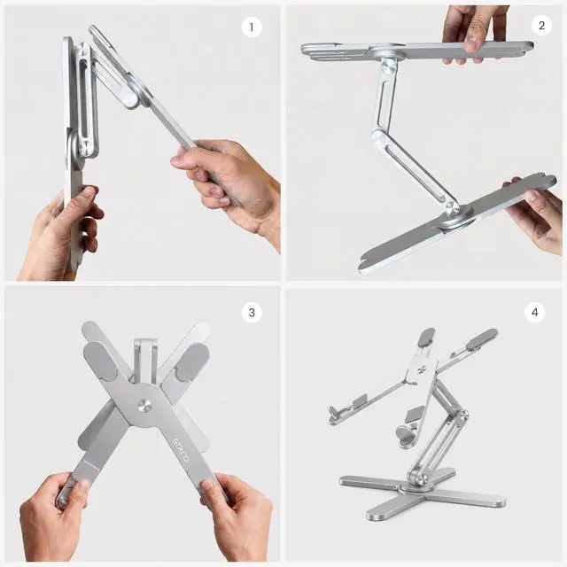 Alt view image 2 of 7 - Model-X 2.0 Laptop Stand, Laptop Stand for Desk Adjustable Height | 360 Rotating Laptop Riser Aluminum Portable Foldable Computer Stand for MacBook Pro Air 1017 in (Polar White)