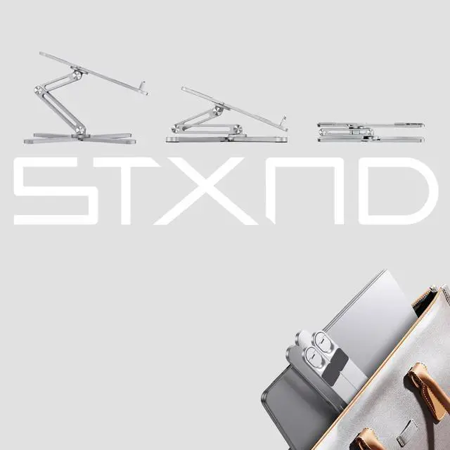 Alt view image 6 of 7 - Model-X 2.0 Laptop Stand, Laptop Stand for Desk Adjustable Height | 360 Rotating Laptop Riser Aluminum Portable Foldable Computer Stand for MacBook Pro Air 1017 in (Polar White)