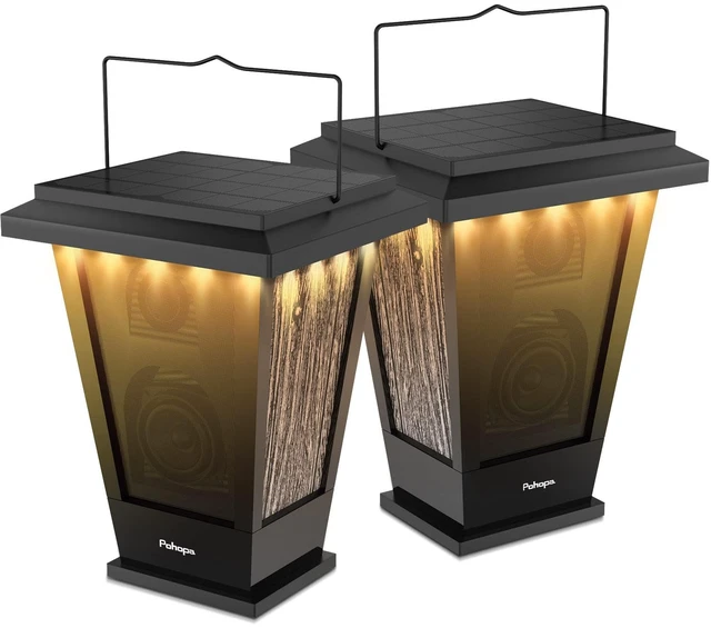 Main image of Bluetooth Speakers Waterproof, Solar Powered 2 Packs True Wireless Stereo Sound 20W Dual Pairing Lantern Indoor Outdoor Speakers with 20 Piece LED Lights, Richer Bass, Black