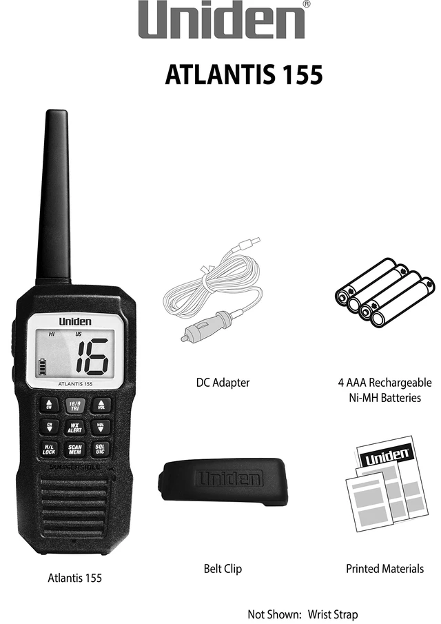 Alt view image 4 of 6 - Atlantis 155 Handheld Two-Way VHF Marine Radio, Floating IPX8 Submersible Waterproof, Dual-Color Screen, All USA/International/Canadian Marine Channels, NOAA Weather Alert, 10 Hour Battery