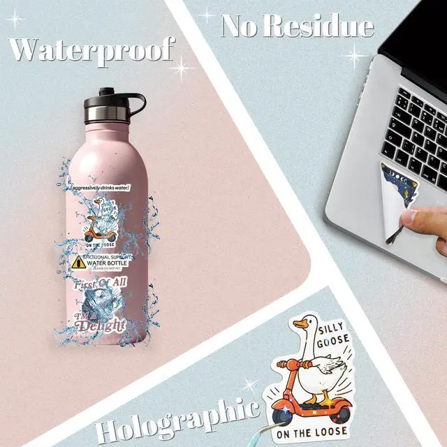 Alt view image 3 of 7 - 200 PCS Funny Holographic Stickers for Adults, Waterproof Vinyl Sarcastic Meme Decals for Laptop, Water Bottle, Phone, Kindle, Journal, Scrapbook, Bumper, Skateboard, Luggage, No Repeats