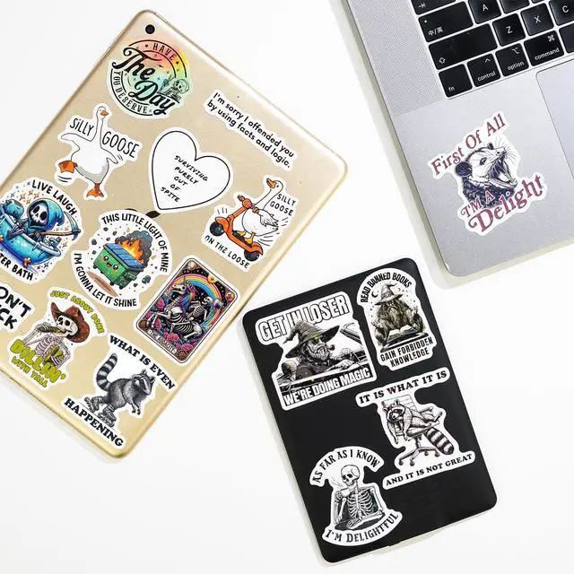 Alt view image 7 of 7 - 200 PCS Funny Holographic Stickers for Adults, Waterproof Vinyl Sarcastic Meme Decals for Laptop, Water Bottle, Phone, Kindle, Journal, Scrapbook, Bumper, Skateboard, Luggage, No Repeats